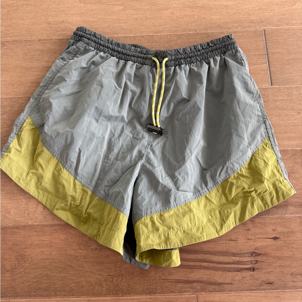 lululemon athletica Two-Tone Olive Green & Lime Athletic Shorts
